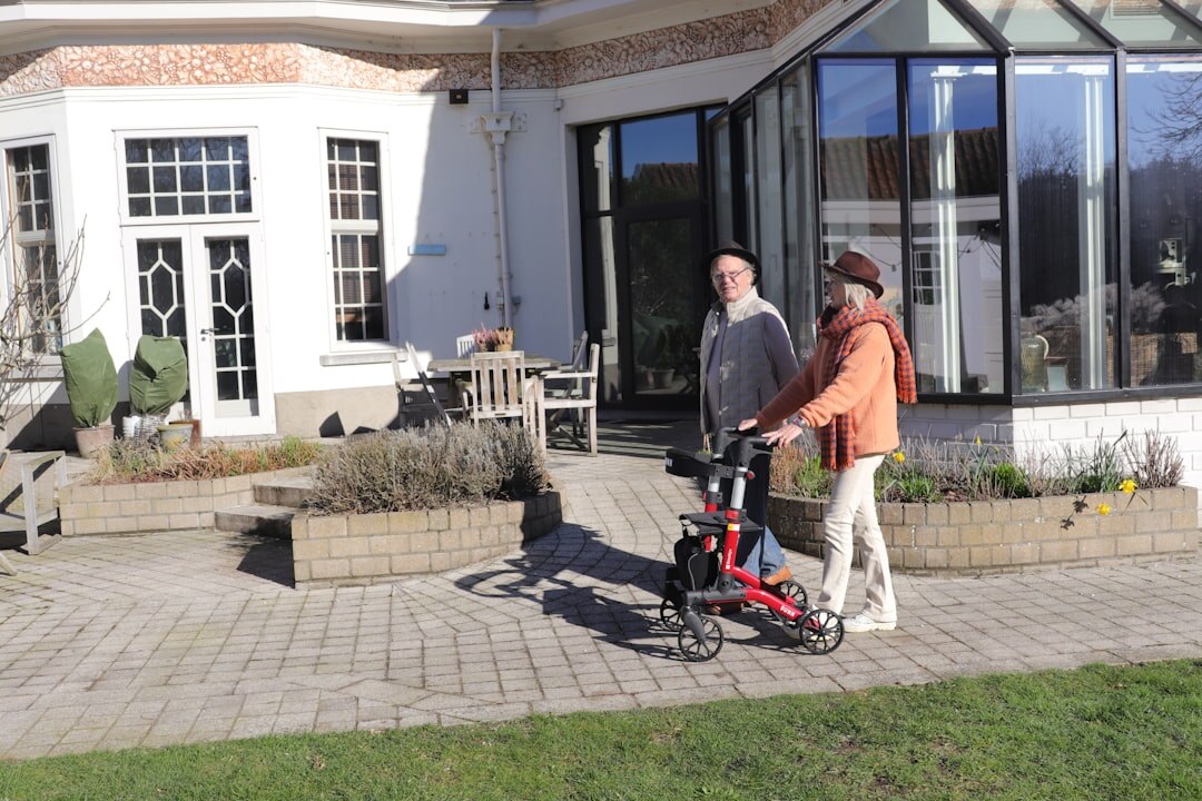 senior friends chatting in garden