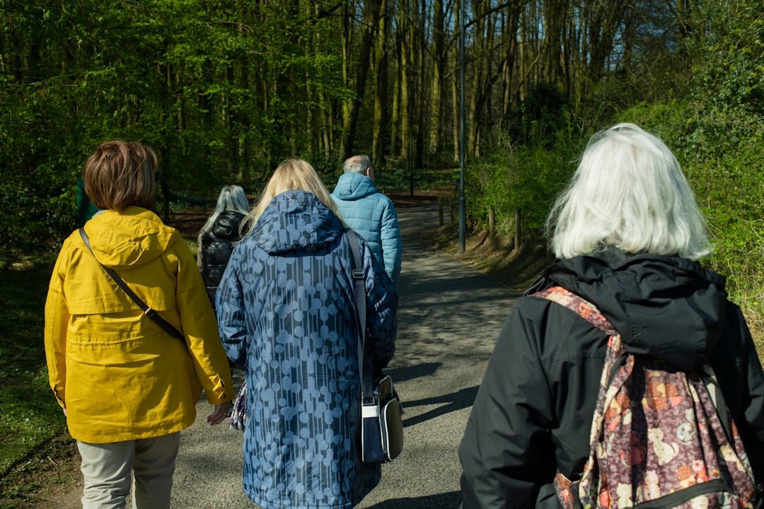 elderly group walking together