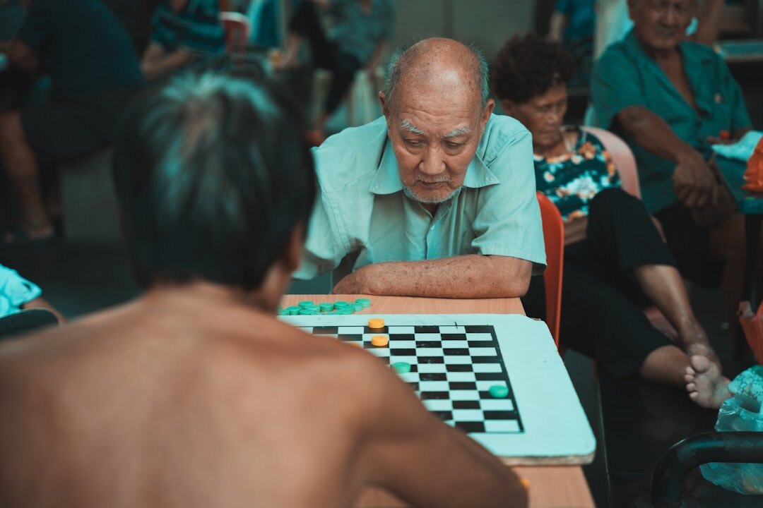 seniors playing board games